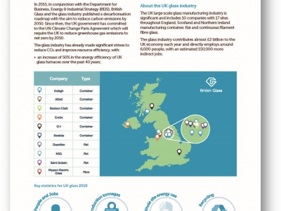 The front cover of the summary of British Glass' new industry wide net zero strategy that outlines the possible routes to net zero carbon emissions for the glass sector