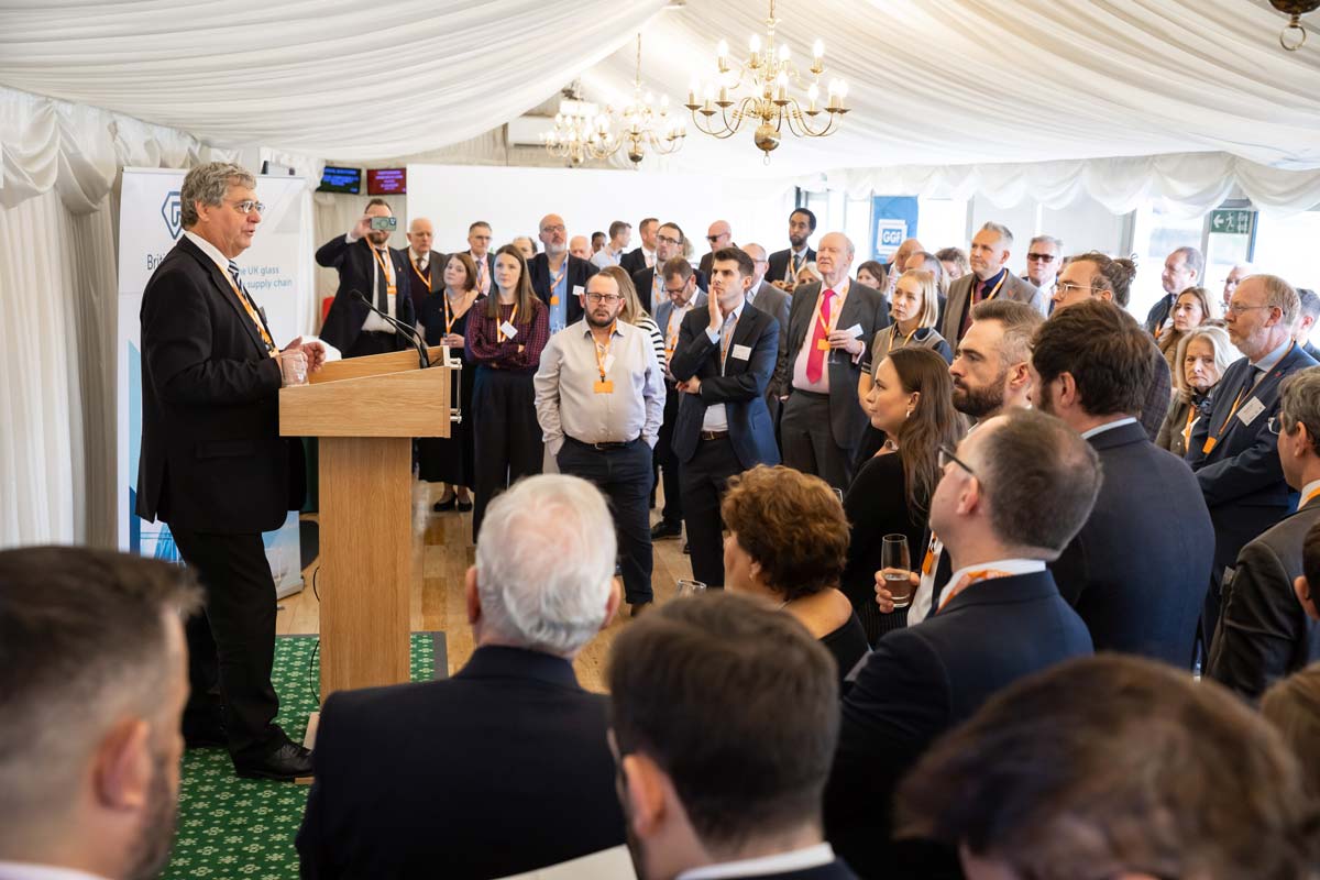 Dave Dalton, British Glass CEO, addresses event delegates
