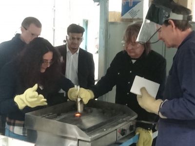 Delegates experience glass in its molten state on the Glass Appreciation course